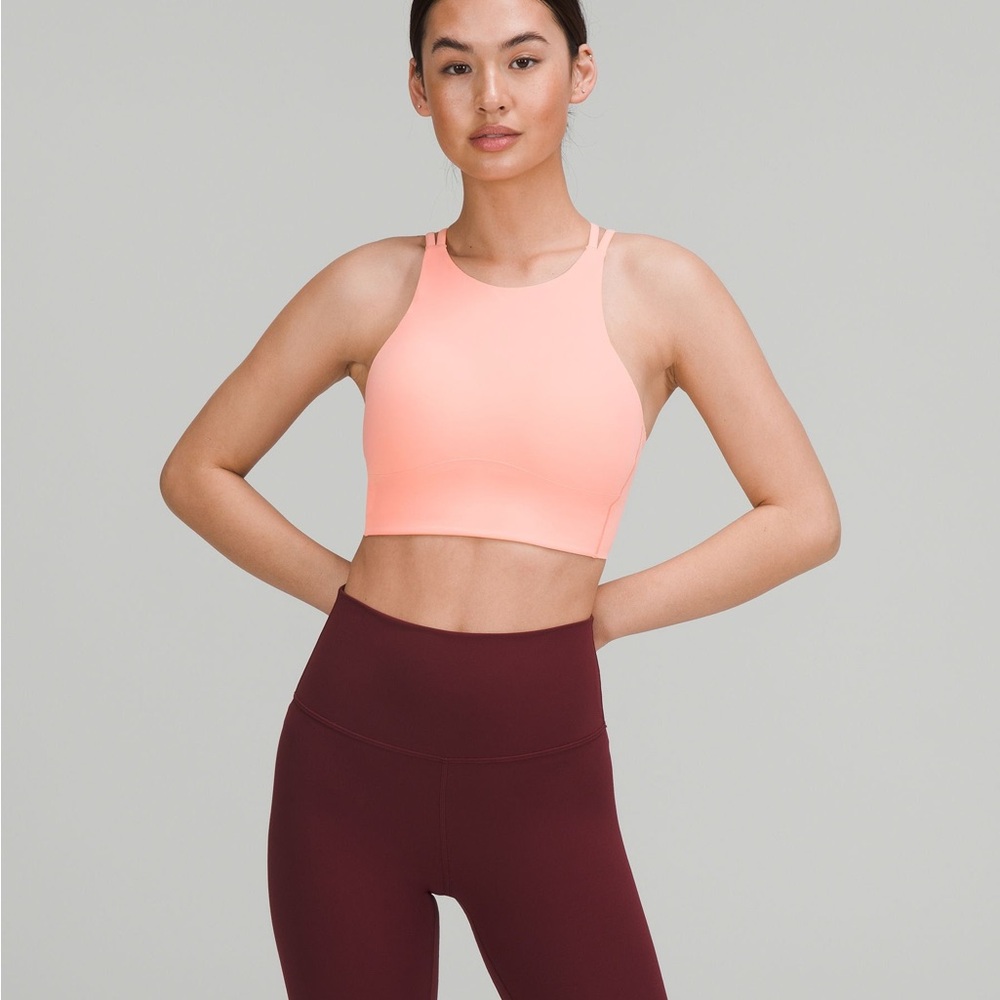Lululemon Pink Sports Bra like a cloud high neck longline line B/C cup